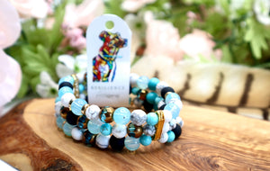 Aqua coloured Gemstone Layered Bracelet