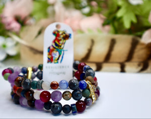 Multicoloured Gemstone Layered Bracelet