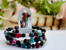 Teal Multicoloured Gemstone Layered Bracelet