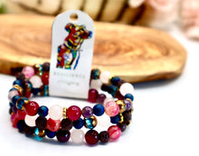 Fuchsia and Blue mixed Gemstone Layered Bracelet