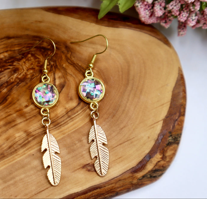 Shell and Feather Earrings (hypoallergenic)